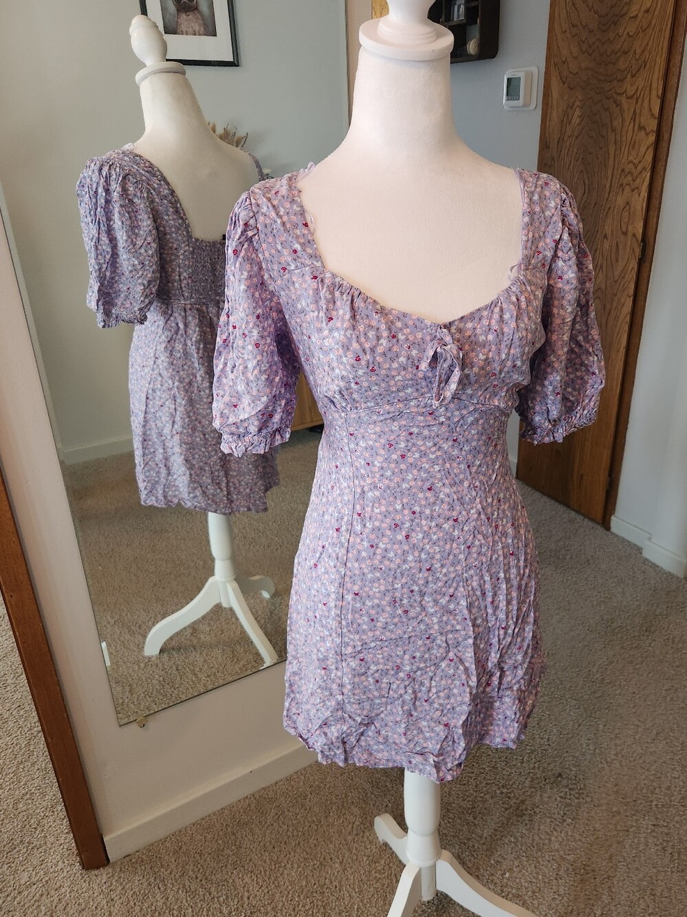 (2 For $25) No Boundaries Purple Puff Sleeve Mini Dress